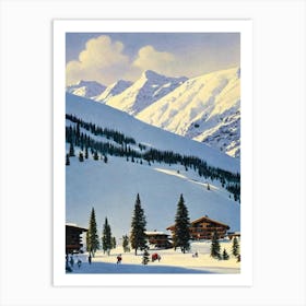 Davos, Switzerland Ski Resort Vintage Landscape 1 Skiing Poster Art Print