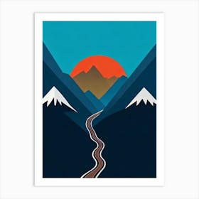 Mount Hutt, New Zealand Modern Illustration Skiing Poster Art Print