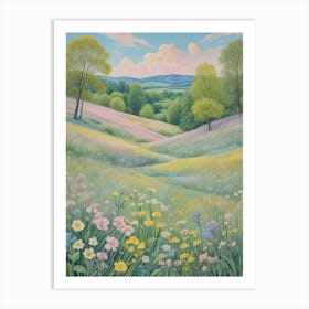 Meadow In Soft Pastel Hues Art Print