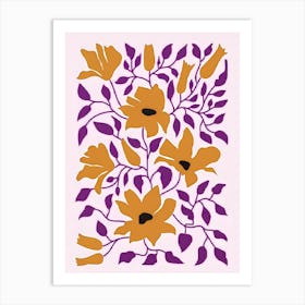 Flowers In Purple And Yellow Affiche