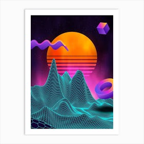 Neon retrowave sunrise #1 [synthwave/vaporwave/cyberpunk] — aesthetic retrowave neon poster Art Print