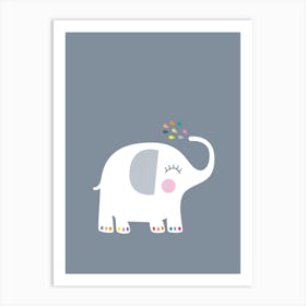 Rainbow Grey Elephant Art Print