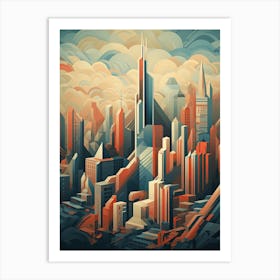 Chicago, Usa, Geometric Illustration 3 Art Print
