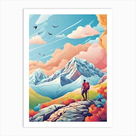 Mountaineer In The Mountains 4 Art Print