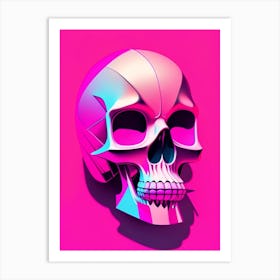 Skull With Abstract Elements 1 Pink Pop Art Art Print