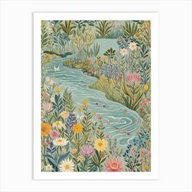 Garden Stream In Bloom Art Print