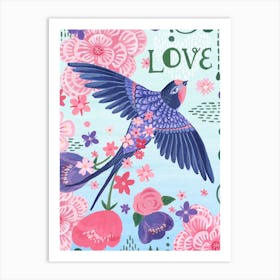 Love Bird And Flowers Art Print