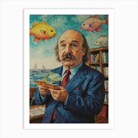 Man With Fish Art Print