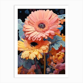 Surreal Florals Gerbera Daisy 2 Flower Painting Art Print