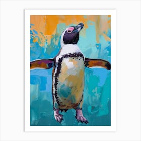 Galapagos Penguin Livingston Island Colour Block Painting 5 Art Print