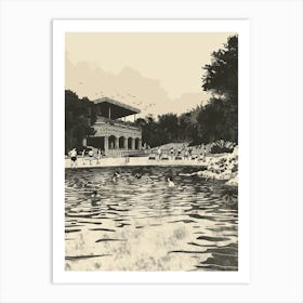 Duotone Illustration Barton Springs Pool Austin Texas 2 Art Print