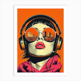 Urban Girl With Headphones Pop Art Pt. 4 Art Print