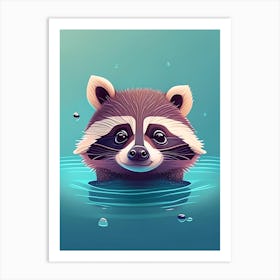 Playful Raccoon In The Water Art Print