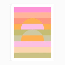 Double Retro Rainbow Minimal Geo Sunset 1/2 Art Print