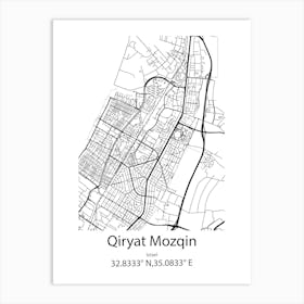 Qiryat Mozqin,Israel Minimalist Map Art Print