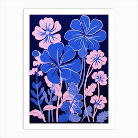 Blue Flower Illustration Geranium 2 Art Print