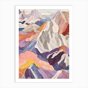 Mount Logan Canada 1 Colourful Mountain Illustration Art Print