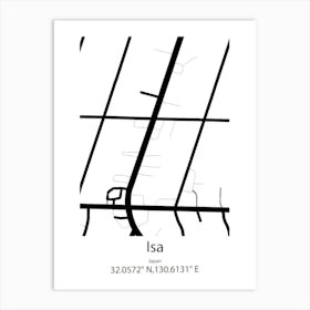 Isa,Japan Minimalist Map Art Print