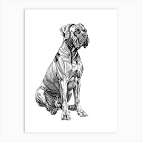 Cane Corso Dog Line Sketch Art Print