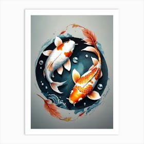 Koi Fish Yin Yang Painting (2) Art Print