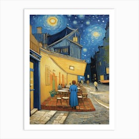 Tardis On The Terrace At Arles - Van Gogh inspired Art Print 6 Art Print