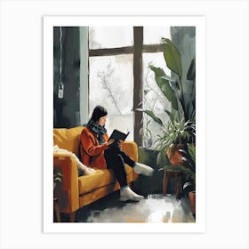 Woman Reading, Hygge Art Print