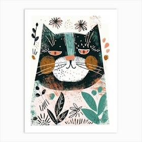 Cat With Flowers 15 Art Print