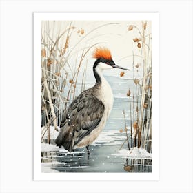 Winter Bird Painting Grebe 1 Art Print