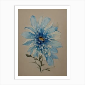 Blue Gerbera Flower Art Print