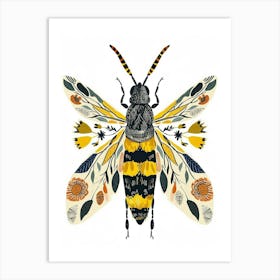 Colourful Insect Illustration Yellowjacket 12 Art Print