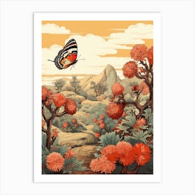 Butterfly With Desert Plants 4 Art Print