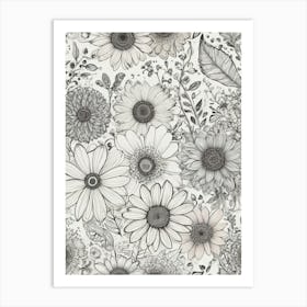 Black And White Flowers 4 Art Print