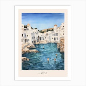 Swimming In Naxos Greece 3 Watercolour Poster Art Print