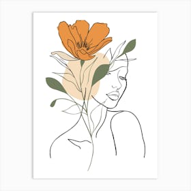 Portrait Of A Woman With A Flower 2 Art Print