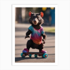 Rat On A Skateboard Art Print