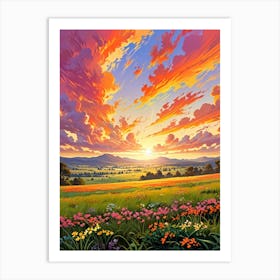 Sunset In The Meadow 45 Art Print