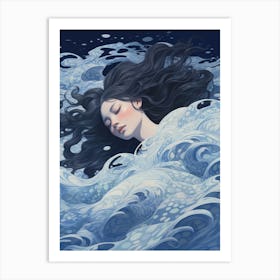 Dreaming Girl and the Ocean 2 Art Print