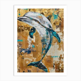 Dolphin Gold Effect Collage 7 Art Print