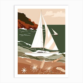 Sailboats On The Beach 1 Art Print