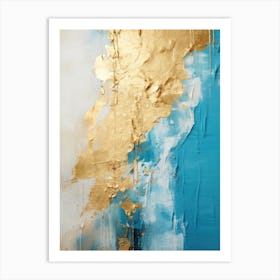 Gold And Blue Abstract Painting 4 Art Print