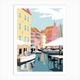 Aarhus, Denmark, Flat Pastels Tones Illustration 4 Art Print