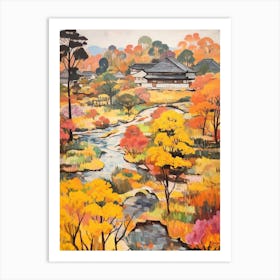 Autumn Gardens Painting Rikugien Gardens Japan 4 Art Print