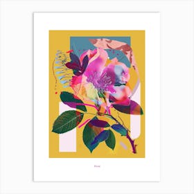 Rose 7 Neon Flower Collage Poster Art Print