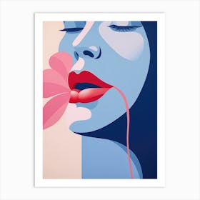 Woman With Pink Lips Art Print