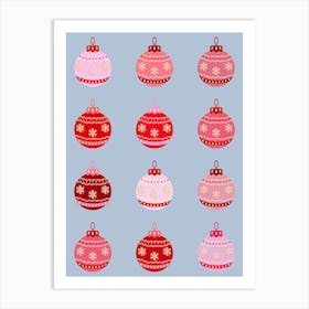 Vintage Christmas Baubles Art Print