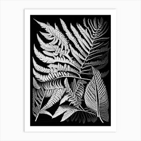 Leatherleaf Fern Linocut Art Print
