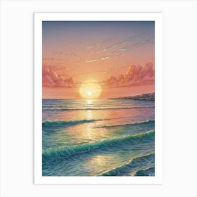 Sunset Over The Ocean 2 Art Print