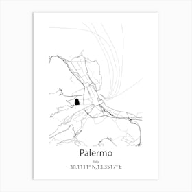 Palermo,Italy Minimalist Map Art Print