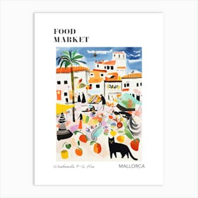 The Food Market In Mallorca 3 Illustration Poster Art Print