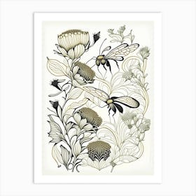 Pollination Bees 8 William Morris Style Art Print